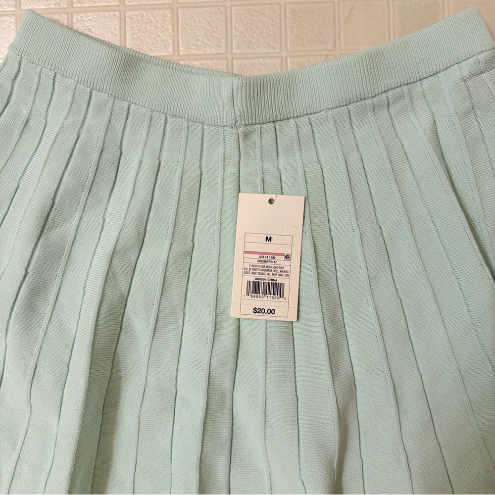 Women's Pleated Mini Sweater Skirt - A New Day Mint Size M - Picture 6 of 6